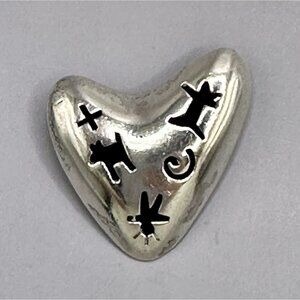 ANNI Co Puffy Heart Tribal Cutout Animals Brooch Pet Sterling Silver Taxco TM-75